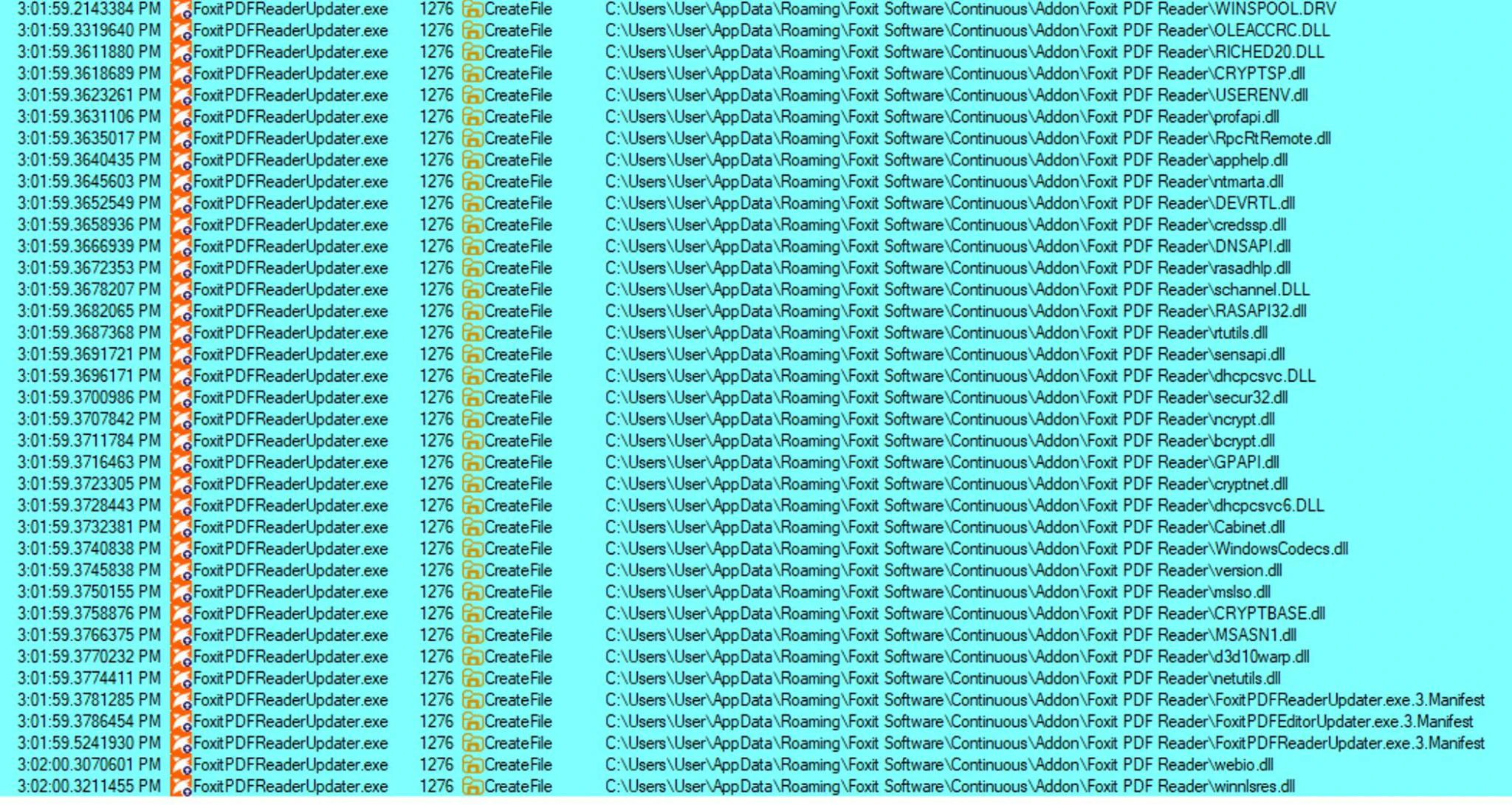 Updater does a bunch of DLL lookups in the AppData folder
