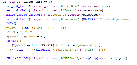Code responsible for saving the XML file
