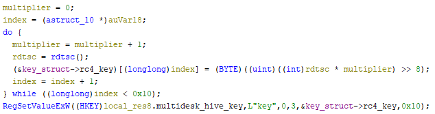 Code responsible for generating the RC4 key