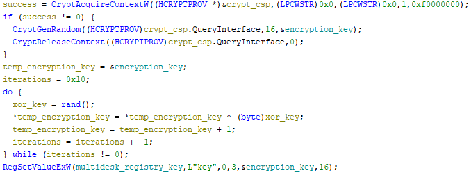 I’m stil not sure why a rand call is made after a CryptGenRandom, but I’ll leave that up to the dev to explain