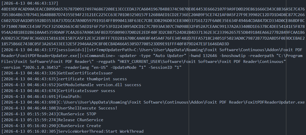 Log files produced when the program was executed.