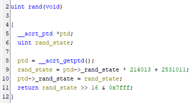 Disassembled rand function