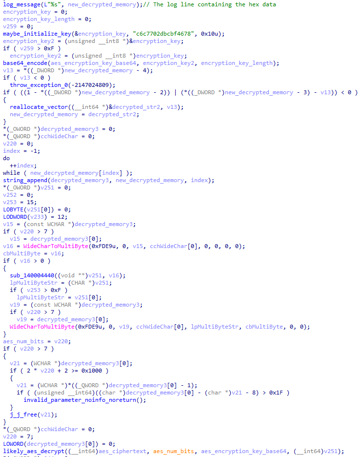 AES decrypting the data